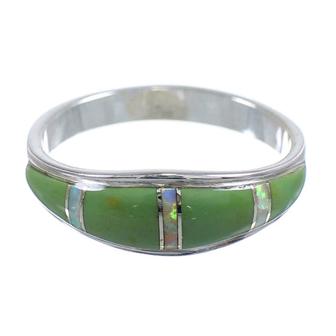 Turquoise And Opal Sterling Silver Southwest Ring Size 7-1/4 RX57293